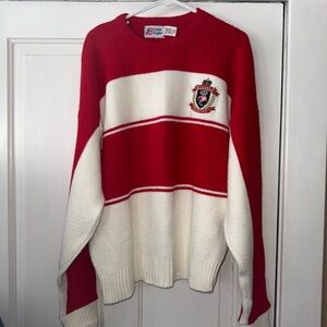 Coogi Men's Red and White Crewneck Sweater
